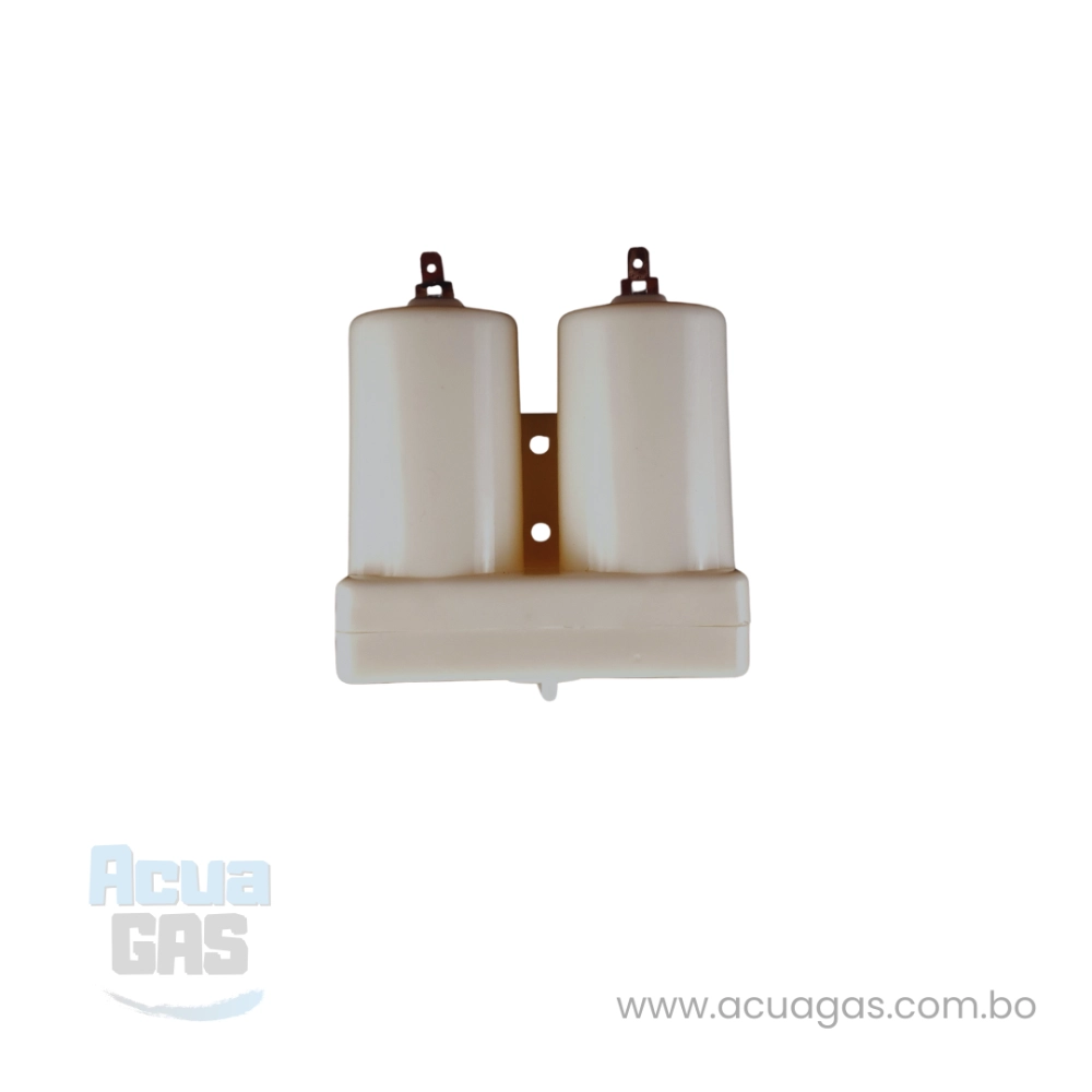 Portapilas de plástico para calefón a gas, frontal