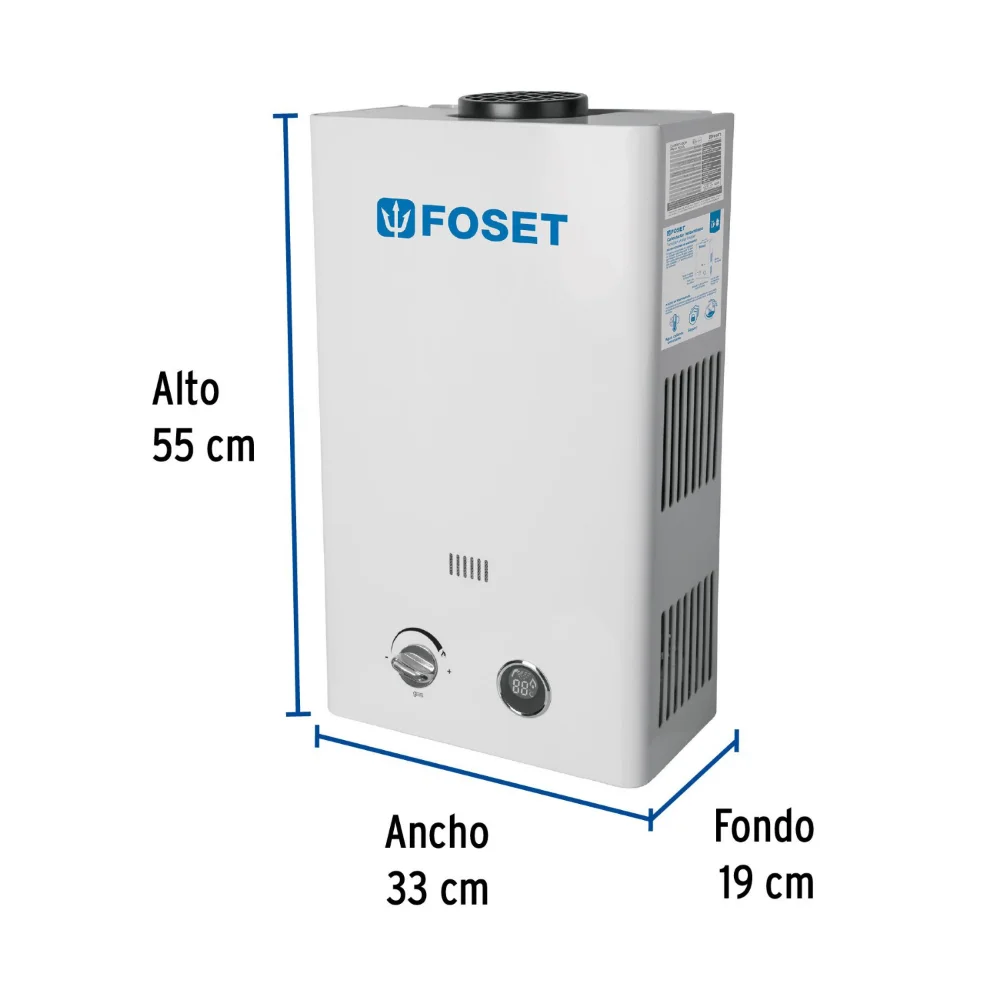 Calefón a gas FOSET 11 L Tiro Natural GLP - Imagen 2