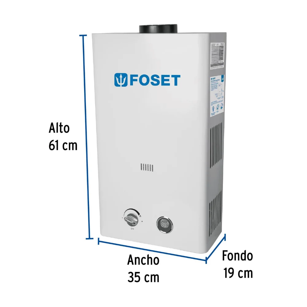 Calefón a gas FOSET 13 L Tiro Natural GLP - Imagen 2