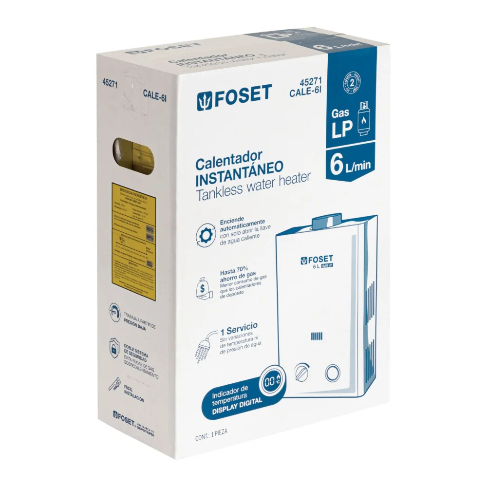 Calefón a gas FOSET 6 L Tiro Natural GLP - Imagen 4