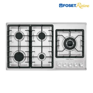 Cocina Encimera a Gas FOSET RIVIERA de 5 Hornallas con Quemador Wok